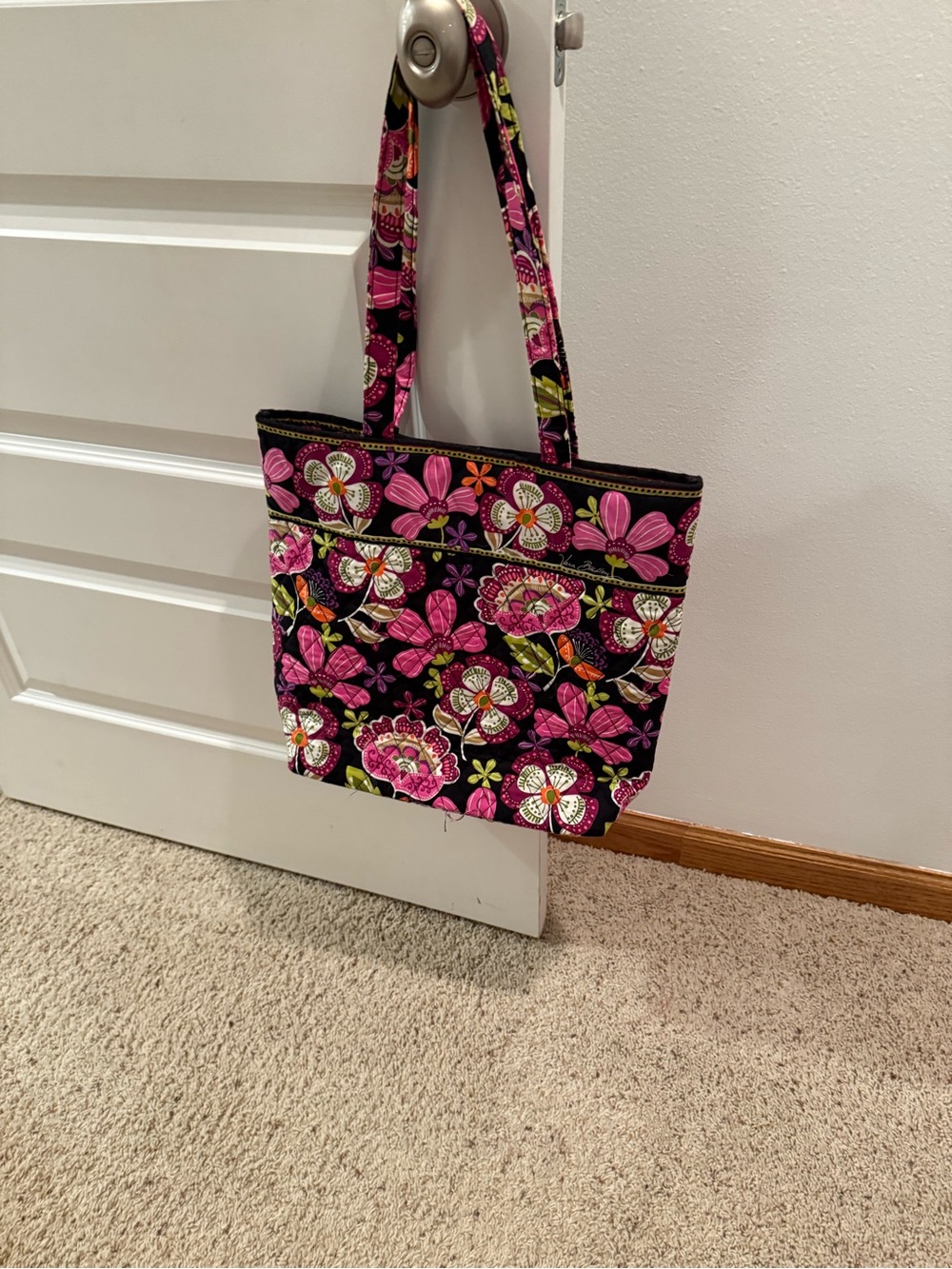Vera Bradley Quilted Floral Tote in Pink and Black
